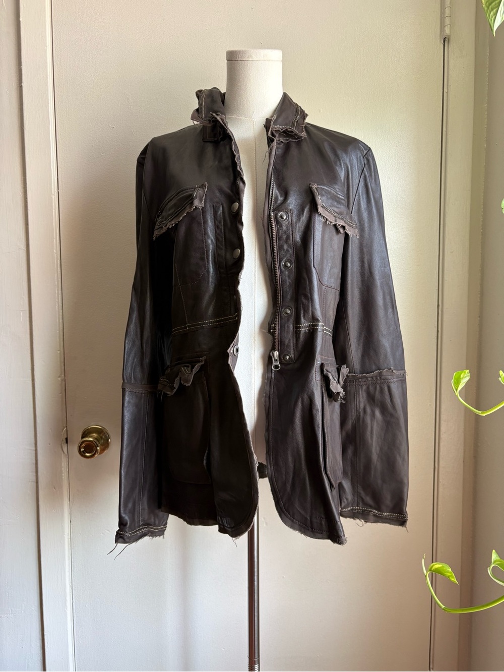 Jacket mocha brown whimsy fairy wired leather jacket